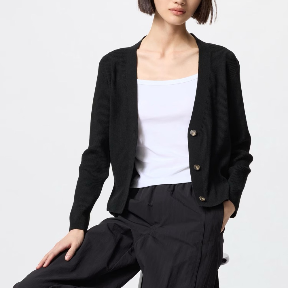Uniqlo Washable Ribbed Knit Cardigan